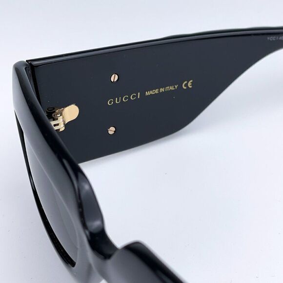 NEW Gucci GG0811S 001 Black Logo Gray Rectangle Anti-Reflective Unisex Sunglasse main image 10